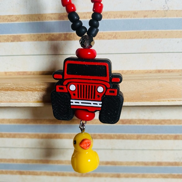 Silicone 4x4 Jeep Duck Rearview Mirror Charm-Keychain-Bag Charm-Beaded Bracelet - Picture 6 of 7